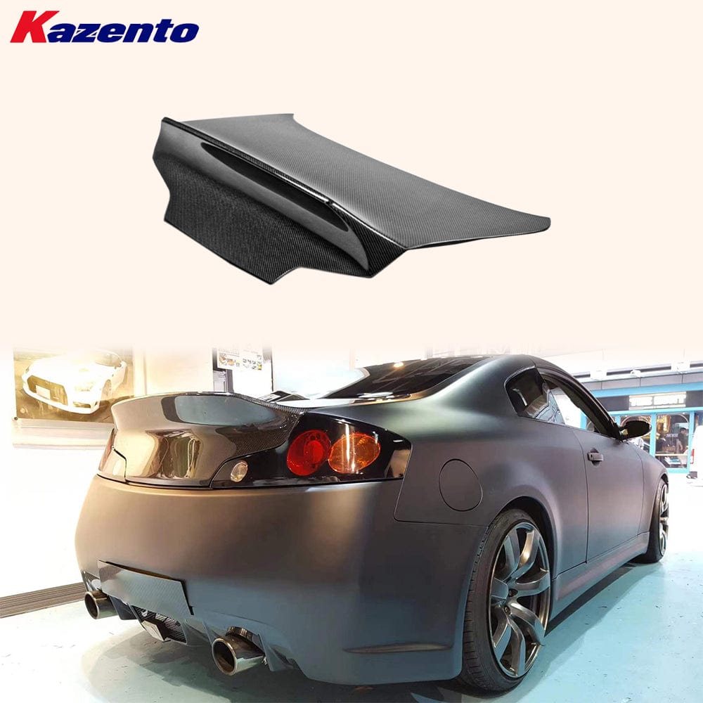 Infiniti G35 V35 2 Door Coupe Dcuktail Rear Trunk Boot Lid 2003-2007 Kazento Carbon Parts Carbon Fiber G352DR-TRUNK-KZ-CF