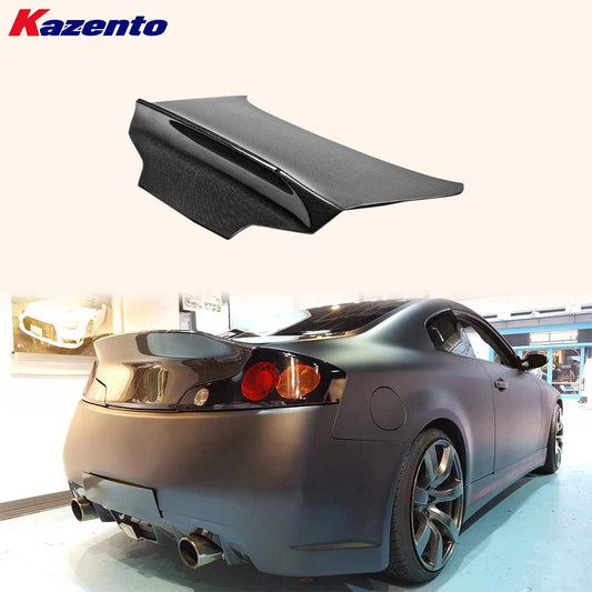 Infiniti G35 V35 2 Door Coupe Dcuktail Rear Trunk Boot Lid 2003-2007 Kazento Carbon Parts Carbon Fiber G352DR-TRUNK-KZ-CF
