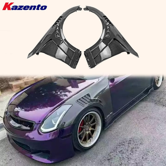Infiniti G35 V35 2 Door Coupe Front Vented Fenders 2003-2007 Kazento Carbon Parts Carbon Fiber G352DR-FF-EPA2-CF