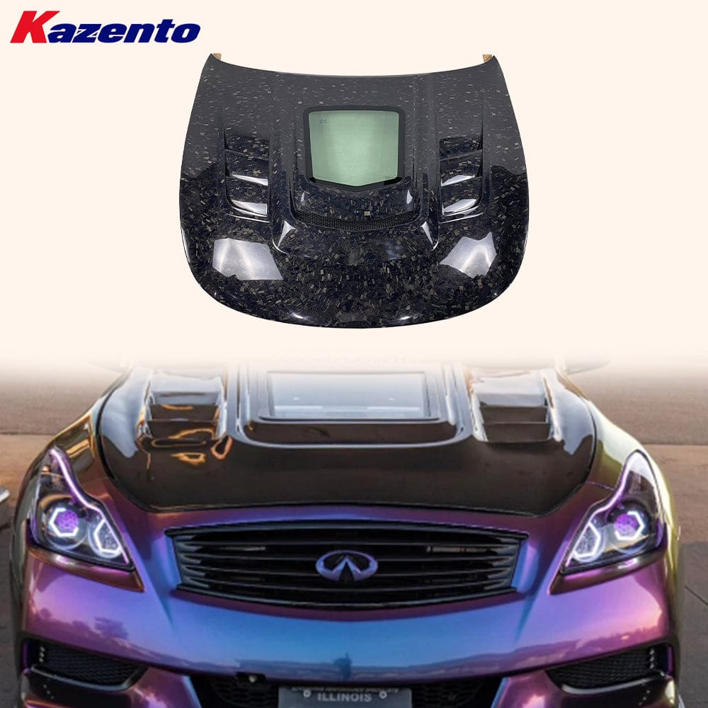 Infiniti G37/Q40/Q60 V36 Coupe 2 Door Clear Glass Vented Hood Bonnet 2008-2015