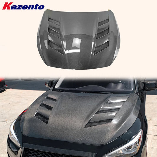 Infiniti Q50 V37 AM Style Vented Hood Bonnet 2013-2024 Kazento Carbon Parts Bonnets/Hoods