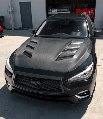Infiniti Q50 V37 AM Style Vented Hood Bonnet 2013-2024 Kazento Carbon Parts Bonnets/Hoods