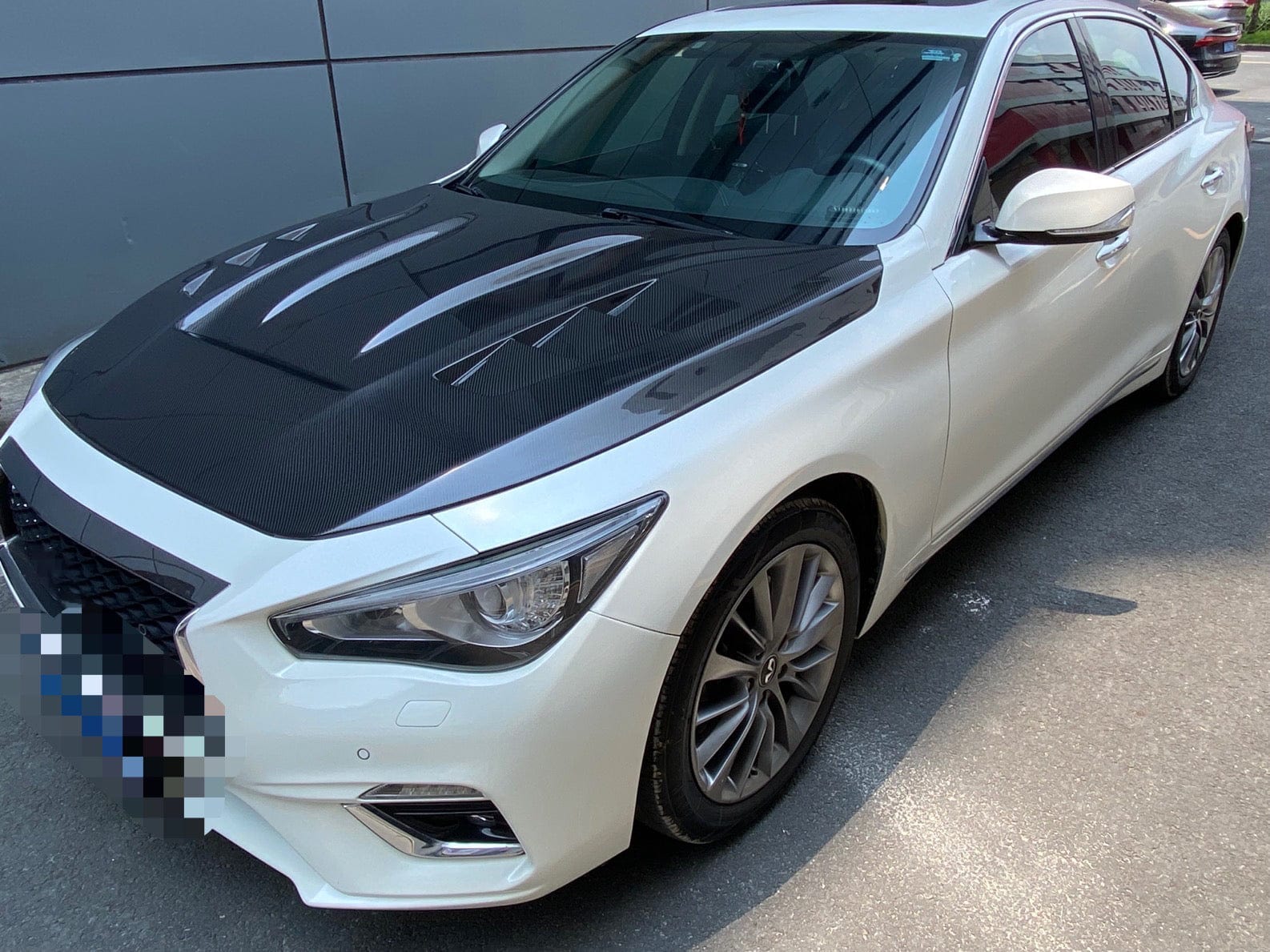 Infiniti Q50 V37 AMS Style Front Vented Bonnet Hood 2013-2024 Kazento Carbon Parts Carbon Fiber Q50-HOOD-AMS-CF