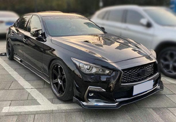 Infiniti Q50 V37 GTR Style Front Vented Bonnet Hood 2013-2024 Kazento Carbon Parts Carbon Fiber Q50-HOOD-GTR-CF