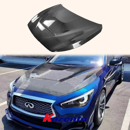 Infiniti Q50 V37 GTS Style Front Vented Hood Bonnet 2013-2024 Kazento Carbon Parts Bonnets/Hoods