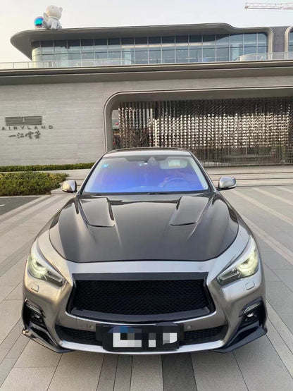 Infiniti Q50 V37 HT Style Vented Hood Bonnet 2013-2024 Kazento Carbon Parts Bonnets/Hoods