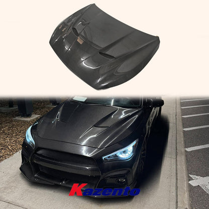 Infiniti Q50 V37 HT Style Vented Hood Bonnet 2013-2024 Kazento Carbon Parts Bonnets/Hoods