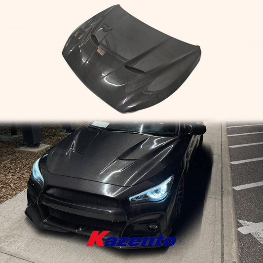 Infiniti Q50 V37 HT Style Vented Hood Bonnet 2013-2024 Kazento Carbon Parts Bonnets/Hoods