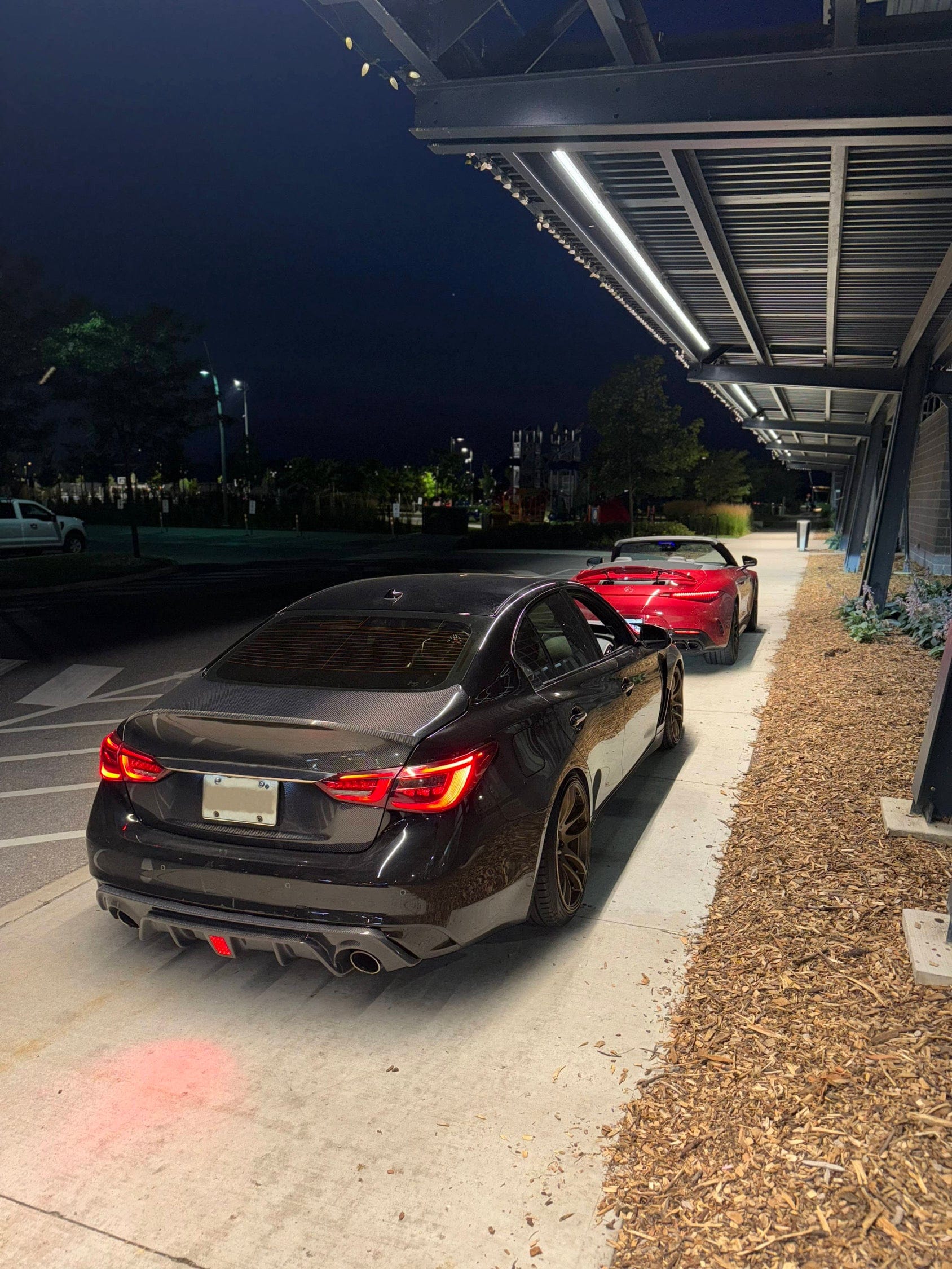 Infiniti Q50 V37 Rear Bumper Diffuser Lip With Brake Light 2017+ Kazento Carbon Parts 车身侧板 Carbon Fiber Q50-DIF-KZ-WLIGHT-CF