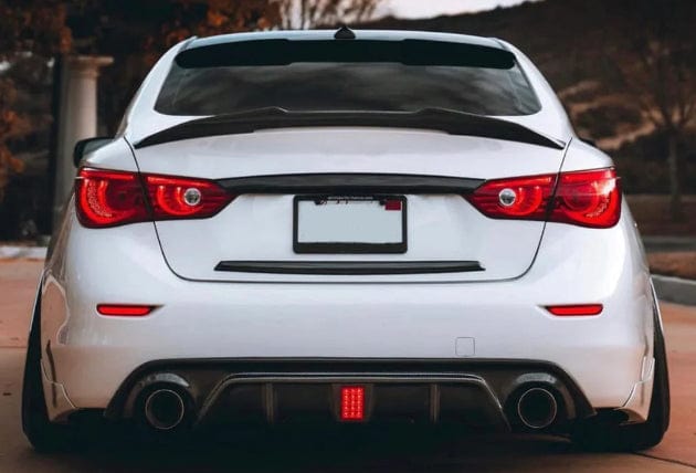 Infiniti Q50 V37 Rear Bumper Diffuser Lip With Brake Light 2017+ Kazento Carbon Parts 车身侧板 Carbon Fiber Q50-DIF-KZ-WLIGHT-CF
