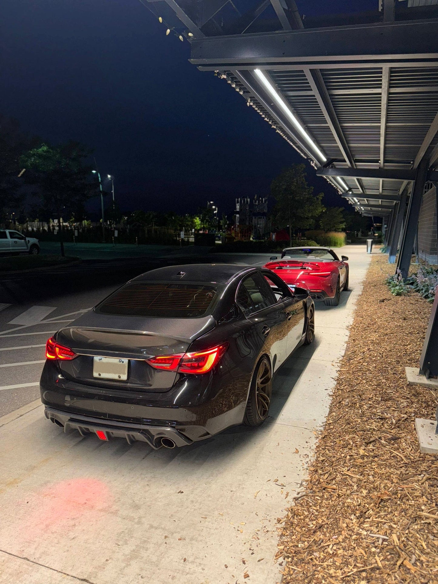 Infiniti Q50 V37 Rear Bumper Diffuser Lip With Brake Light 2017+