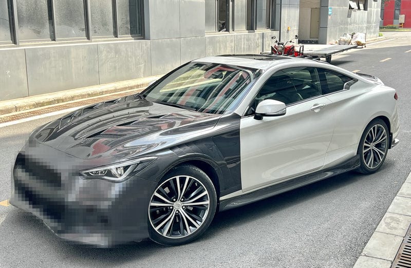 Infiniti Q60 CV37 AM Type Front Bumper Hood Bonnet 17 Onwards Kazento Carbon Parts Bonnets/Hoods
