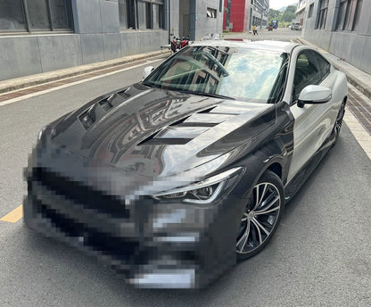 Infiniti Q60 CV37 AM Type Front Bumper Hood Bonnet 17 Onwards Kazento Carbon Parts Bonnets/Hoods