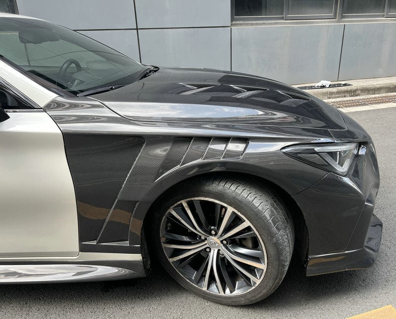 Infiniti Q60 CV37 Front Vented Fenders 17 onwards Kazento Carbon Parts 车身侧板