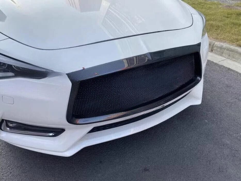 Infiniti Q60 CV37 OE Type Front Grill 17 onwards (stick on type) Kazento Carbon Parts Dry Carbon Fiber Q60-FG-OE-STK-DCF