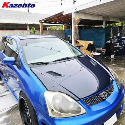 Kazento Car Hood Carbon Fiber For EP3 2002 MU Style For Blue Vented Bonnet Body Kits