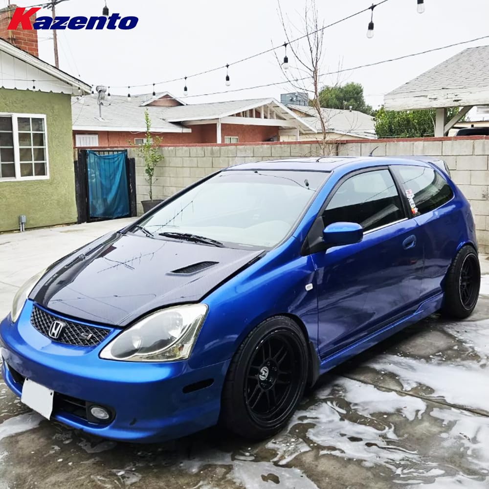 Kazento Car Hood Carbon Fiber For EP3 2002 MU Style For Blue Vented Bonnet Body Kits