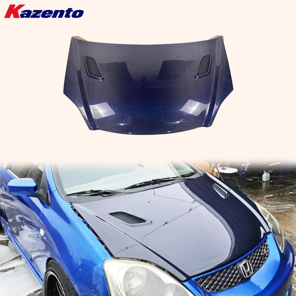 Kazento Car Hood Carbon Fiber For EP3 2002 MU Style For Blue Vented Bonnet Body Kits