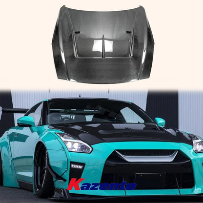 Kazento For 2009+ Nissan GTR R35 CBA DBA 4BA LBV2 Style Front Hood Bonnet Bodykits Kazento Carbon Parts 引擎盖