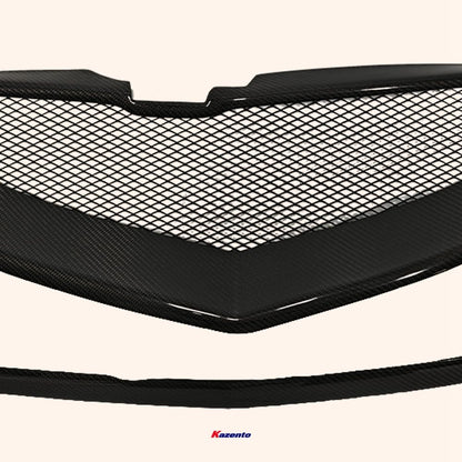 Kazento For Acura TL 2004-2006 Carbon Fiber Front KZ Bumper Hood Grille Cover Car Body Kit