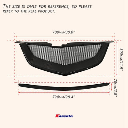 Kazento For Acura TL 2004-2006 Carbon Fiber Front KZ Bumper Hood Grille Cover Car Body Kit