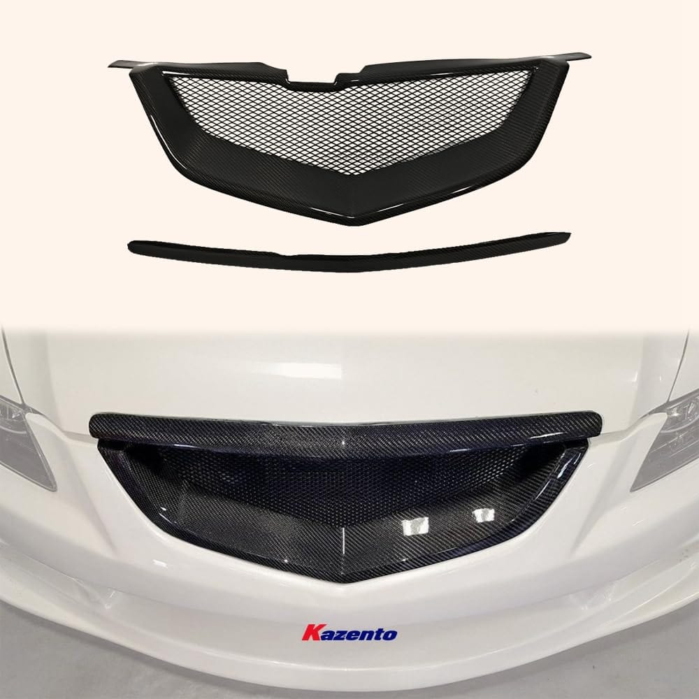 Kazento For Acura TL 2004-2006 Carbon Fiber Front KZ Bumper Hood Grille Cover Car Body Kit