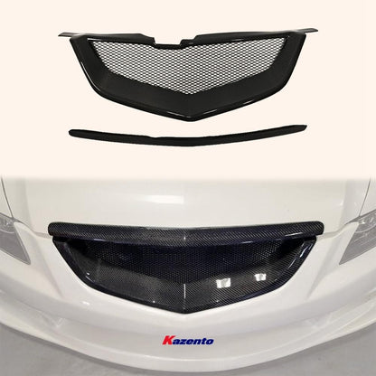 Kazento For Acura TL 2004-2006 Carbon Fiber Front KZ Bumper Hood Grille Cover Car Body Kit