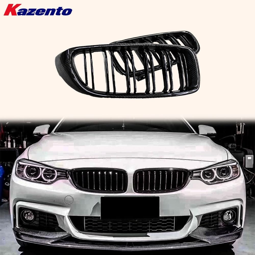 Kazento For BMW 4 Series 2014-20 F32 F33 F36 Carbon KZ Style Front Center Grille Replace Kazento Carbon Parts 车身侧板 F32F33F36-FG-KZ-CF