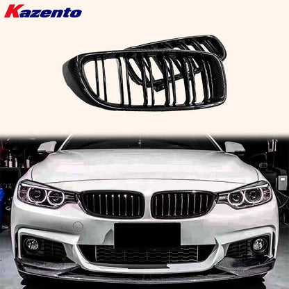 Kazento For BMW 4 Series 2014-20 F32 F33 F36 Carbon KZ Style Front Center Grille Replace Kazento Carbon Parts 车身侧板 F32F33F36-FG-KZ-CF