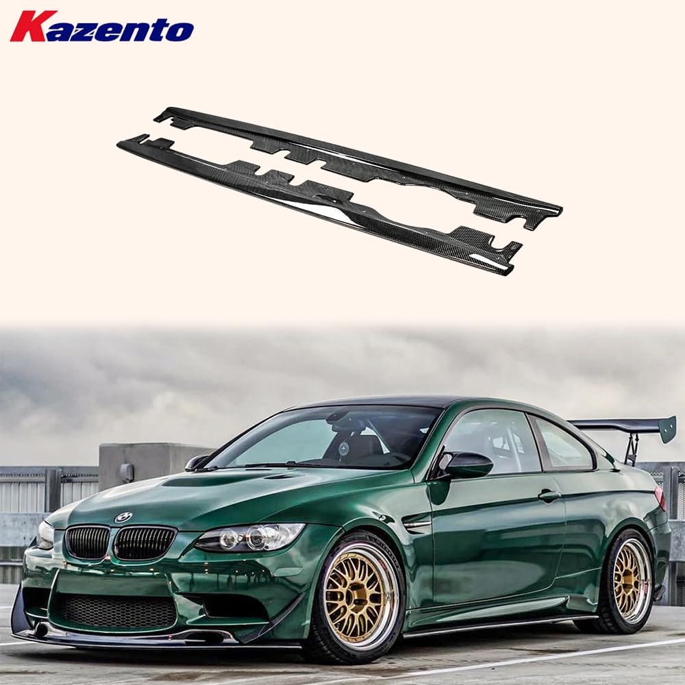 Kazento For BMW E92 E93 M3 Coupe Convertible 08-12 KZ Carbon Fiber Side Skirt Extenstion Kazento Carbon Parts 车身侧板 E92M3-SSX-KZ-CF