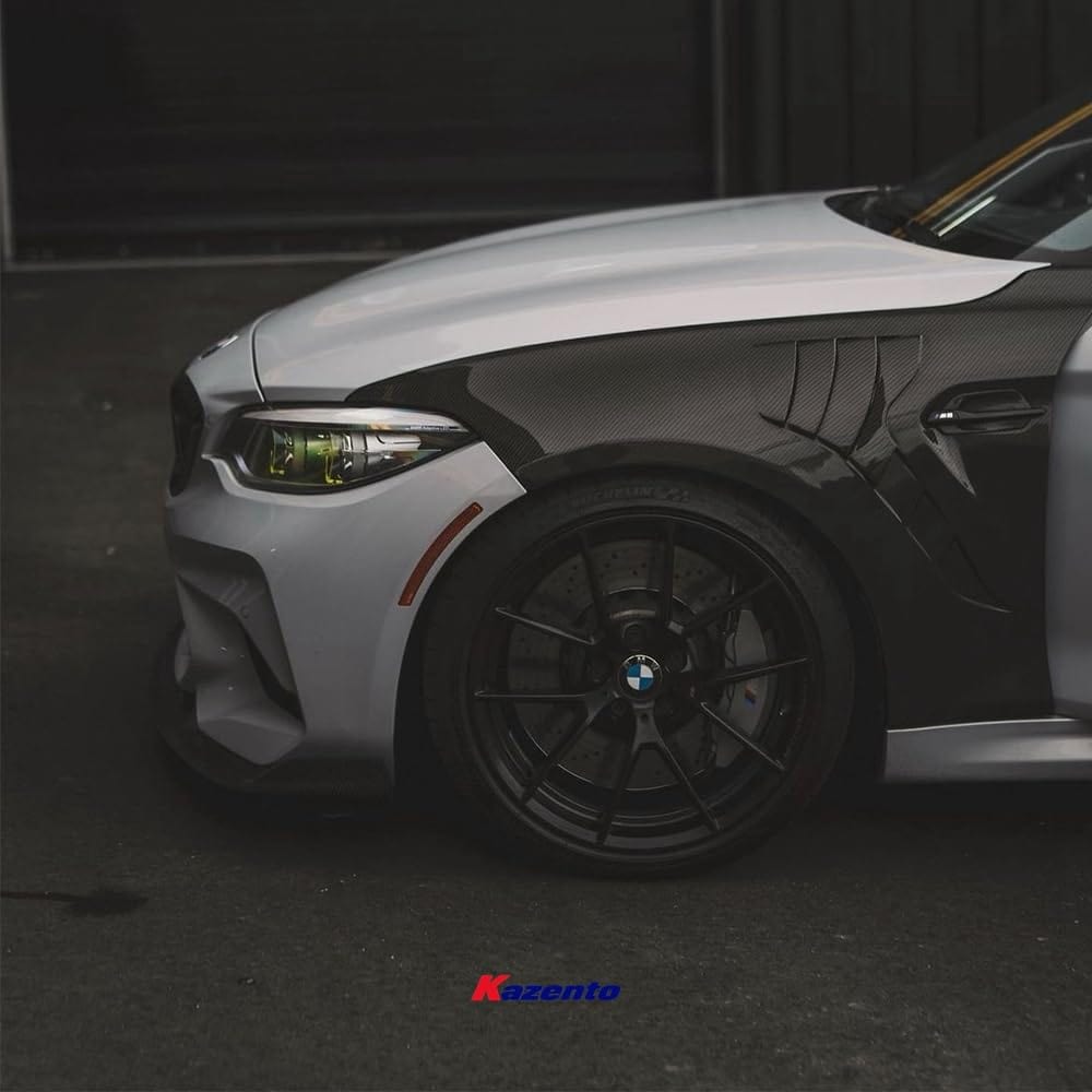 Kazento For BMW F87 M2 M2C Vented Style Carbon Fiber Front Bumper Hood Fender Pair Kazento Carbon Parts 车身侧板 F87M2-FF-V-CF