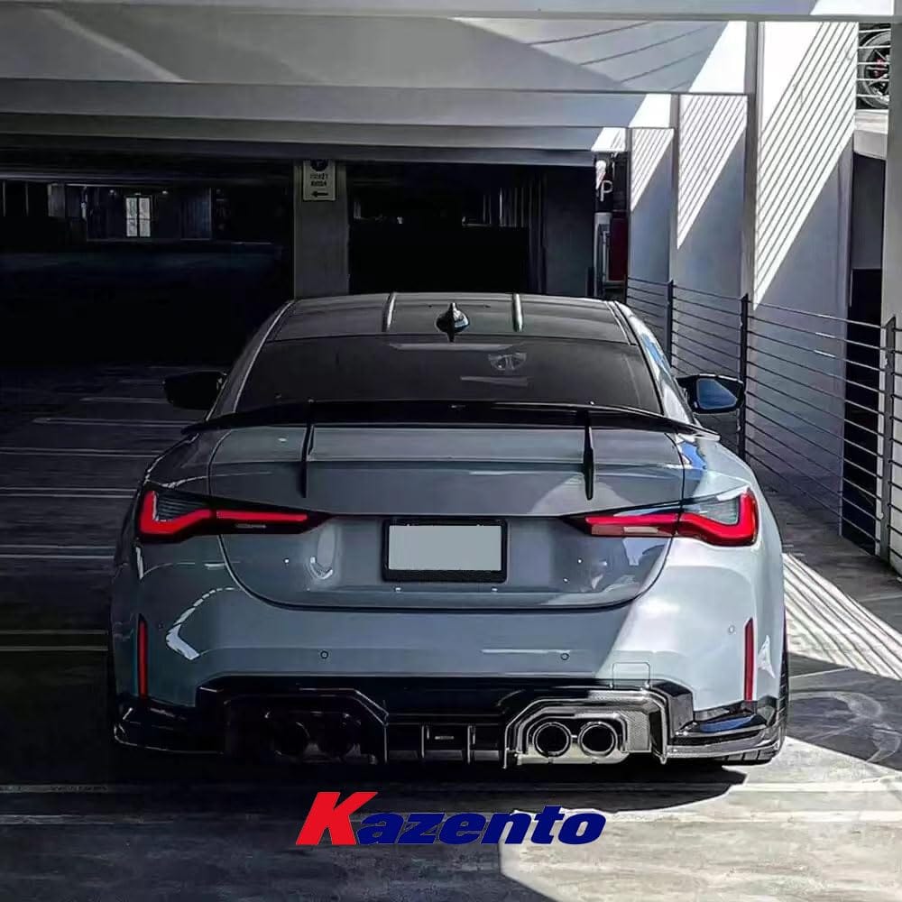Kazento For BMW G80 M3 G82 M4 AD Style Dry Carbon Fiber Rear Trunk Spoiler Wing Set