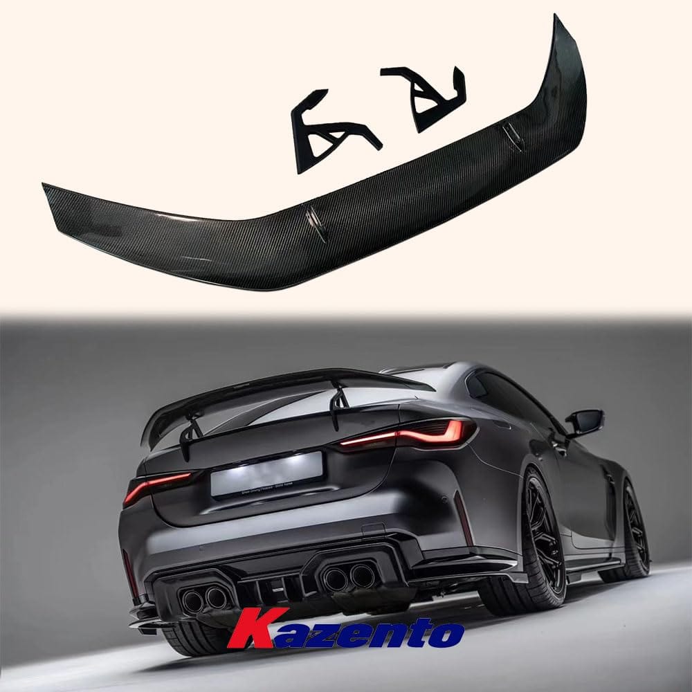 Kazento For BMW G80 M3 G82 M4 AD Style Dry Carbon Fiber Rear Trunk Spoiler Wing Set