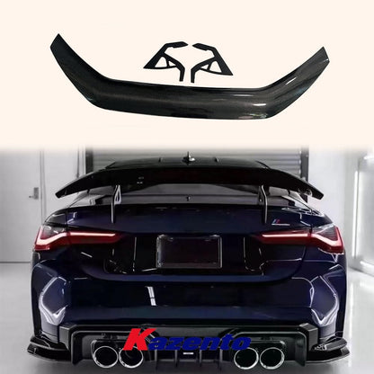 Kazento For BMW G80 M3 G82 M4 AD Style Dry Carbon Fiber Rear Trunk Spoiler Wing Set