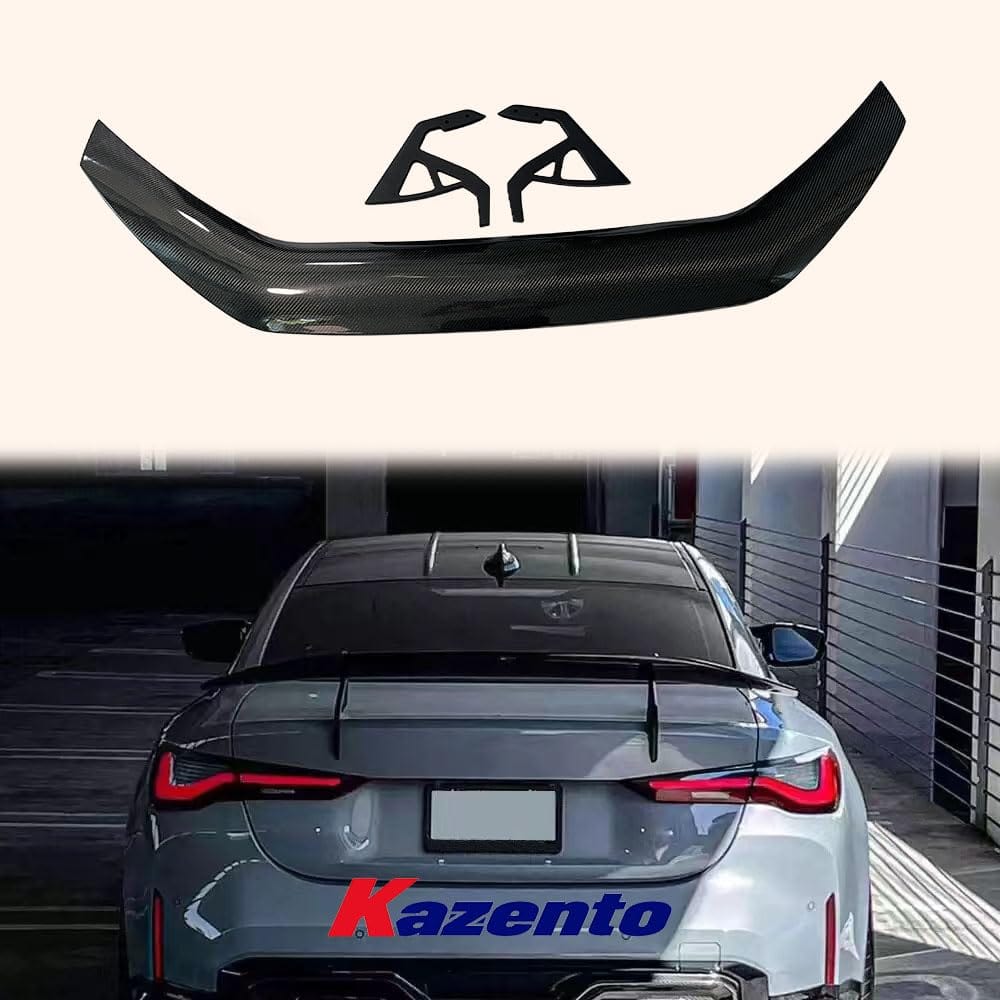 Kazento For BMW G80 M3 G82 M4 AD Style Dry Carbon Fiber Rear Trunk Spoiler Wing Set