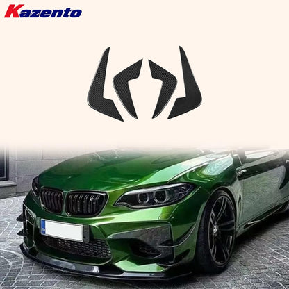 Kazento For BMW M2 F87 Coupe  2016-21 Carbon AC Style Front Bumper Side Canard Splitters Kazento Carbon Parts 车身侧板 M2F87-CANA-AC-CF