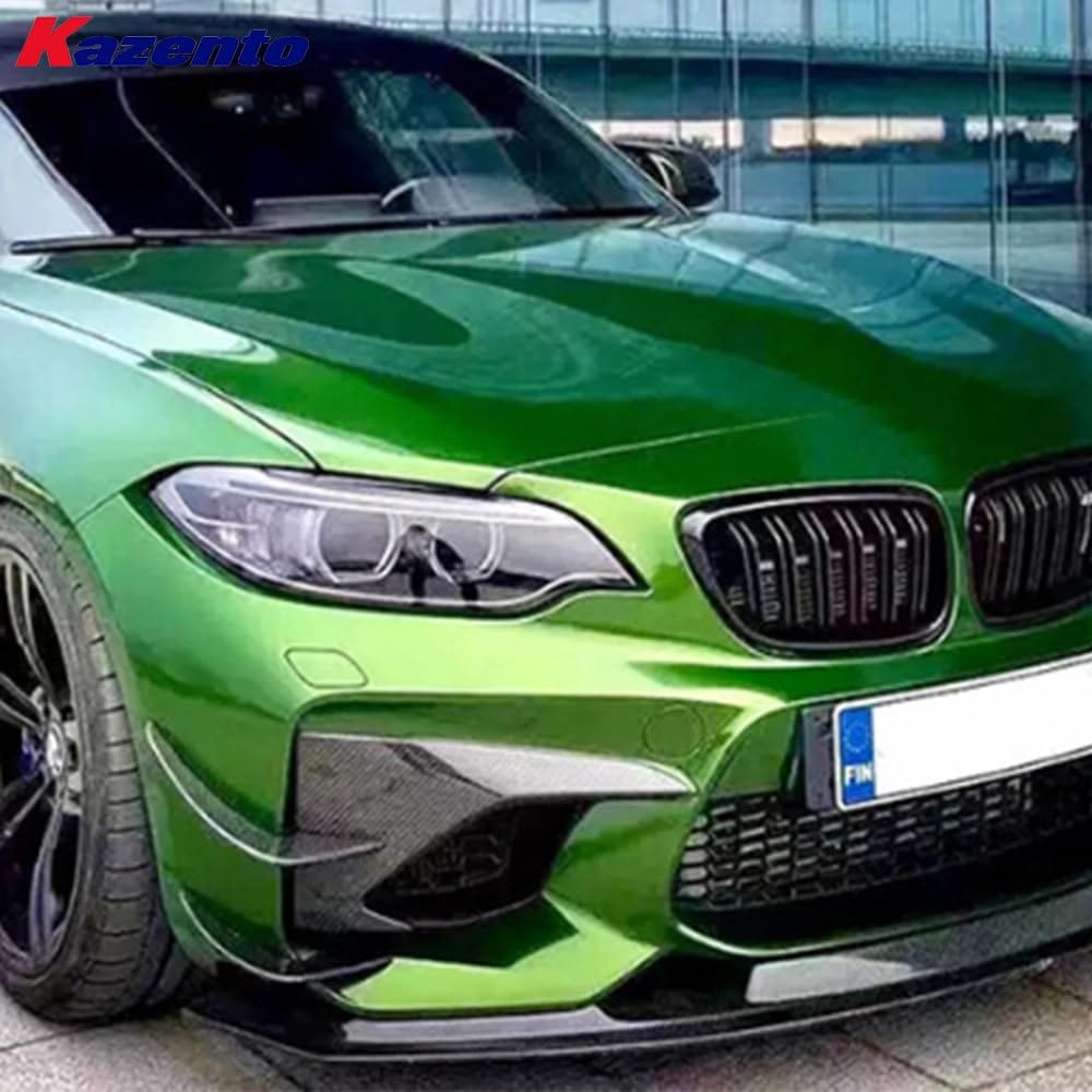 Kazento For BMW M2 F87 Coupe  2016-21 Carbon KZ Style Front Bumper Side Vents Duct Cover Kazento Carbon Parts 车身侧板 M2F87-FBVC-KZ-CF