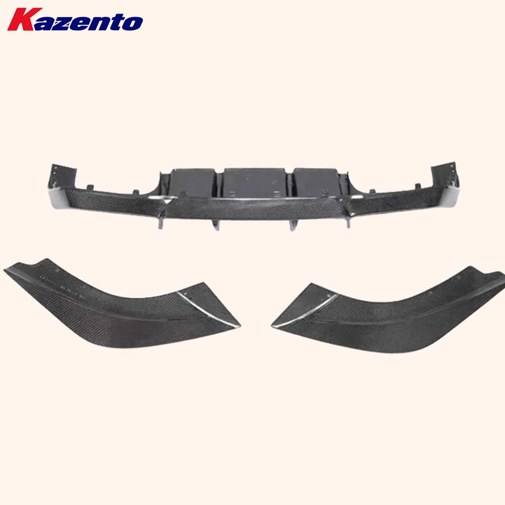 Kazento For BMW M2 F87 Coupe 2016-21 Carbon V Style Rear Bumper Diffuser Lip 3pcs
