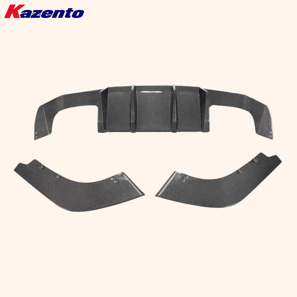 Kazento For BMW M2 F87 Coupe 2016-21 Carbon V Style Rear Bumper Diffuser Lip 3pcs