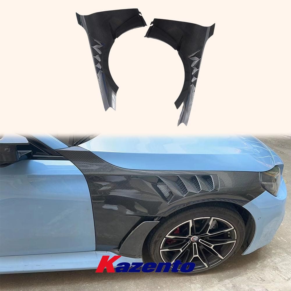 Kazento For BMW M2 G87 Dry Carbon Fiber WD Style Vented Front Fender Pair Replacement