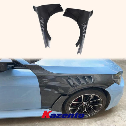 Kazento For BMW M2 G87 Dry Carbon Fiber WD Style Vented Front Fender Pair Replacement