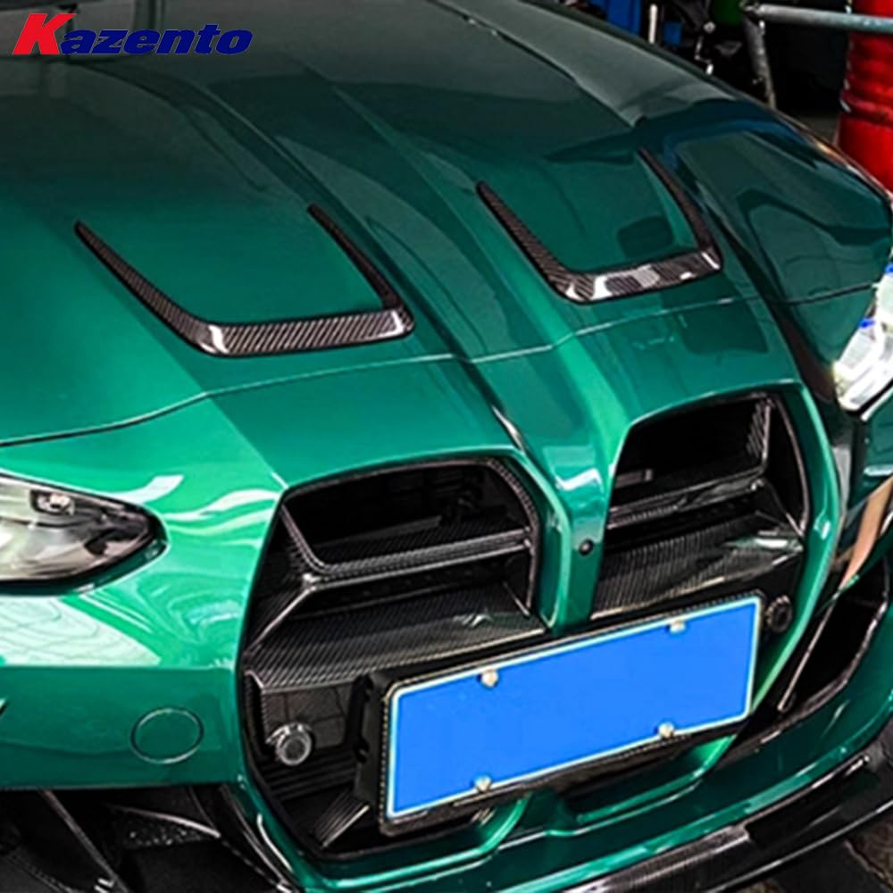 Kazento For BMW M3 G80 G81 M4 G82 G83 20-24 Carbon KZ Style Front Bumper Hood Vents Duct