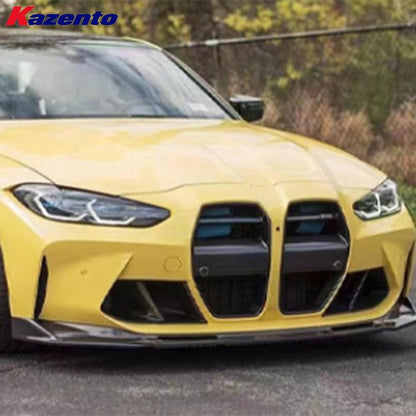 Kazento For BMW M3 G80 G81 M4 G82 G83 20-24 Carbon V Style Front Bumper Lip 3pcs Kazento Carbon Parts 车身侧板