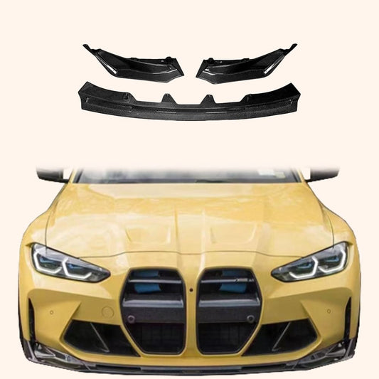 Kazento For BMW M3 G80 G81 M4 G82 G83 20-24 Carbon V Style Front Bumper Lip 3pcs Kazento Carbon Parts 车身侧板 Carbon Fiber M3M4G80-FL-3P-V-CF