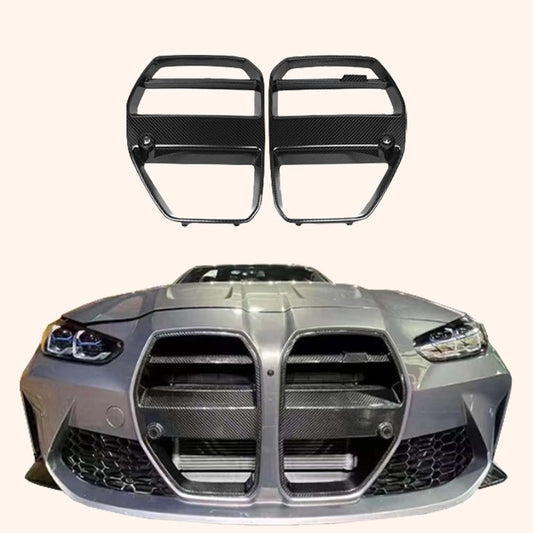 Kazento For BMW M3 G80 G81 M4 G82 G83 20-24 Carbon V Style Front Center Grille Cover Kazento Carbon Parts 车身侧板 Carbon Fiber M3M4G80-FG-V-CF