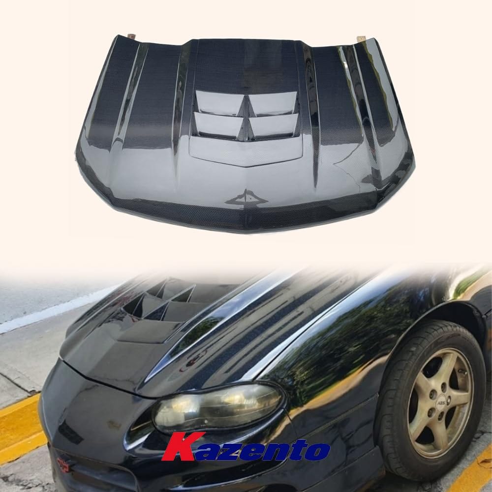 Kazento For Chevrolet Camaro 1998-2002 KZ Style Carbon Fiber Front Bumper Hood Bonnet Kazento Carbon Parts 引擎盖 CAMA02-HOOD-KZ-CF