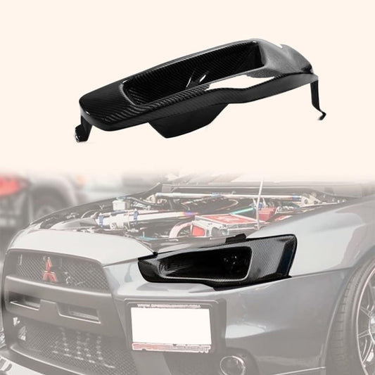 Kazento For Evo 10 For Mitsubishi Vented Headlight Block Out Panel (Lhs) Carbon Fiber Front Head Light Lamp Cover