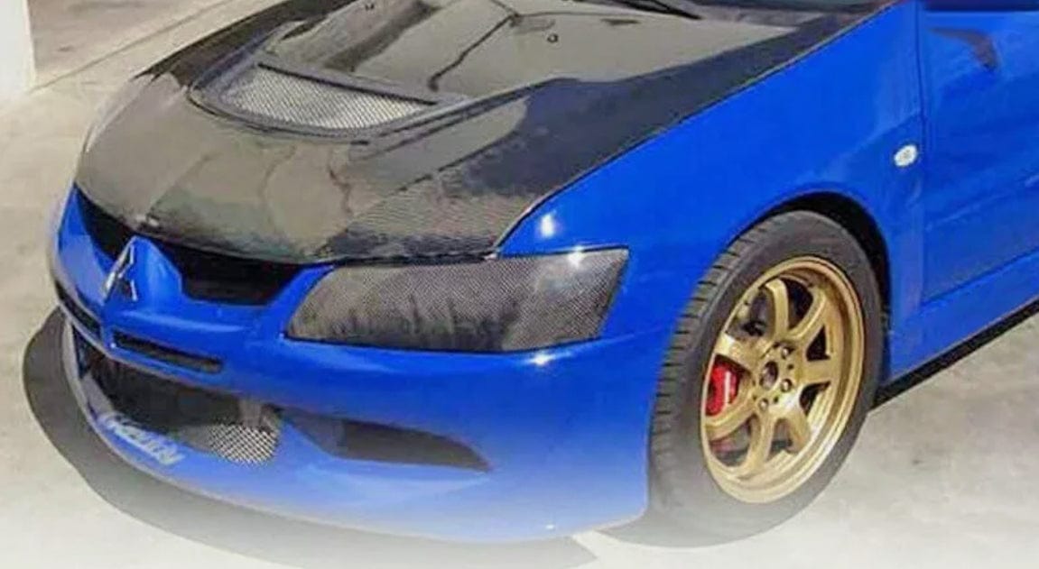 Kazento For Evolution Evo 7 8 9 For Mitsubishi Headlight Block Out Lhd Passenger Side Carbon Fiber Front Head Light Lamp Cover