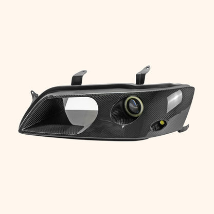 Kazento For Evolution Evo 7 8 9 For Mitsubishi Left Side Vented Headlight Air Duct With Led Projector Light (Rhd, Passenger Side) Carbon Fiber Front Head Light Lamp Cover Kazento Carbon Parts 车身侧板 EVO8-HL-V-1P-LED-CF