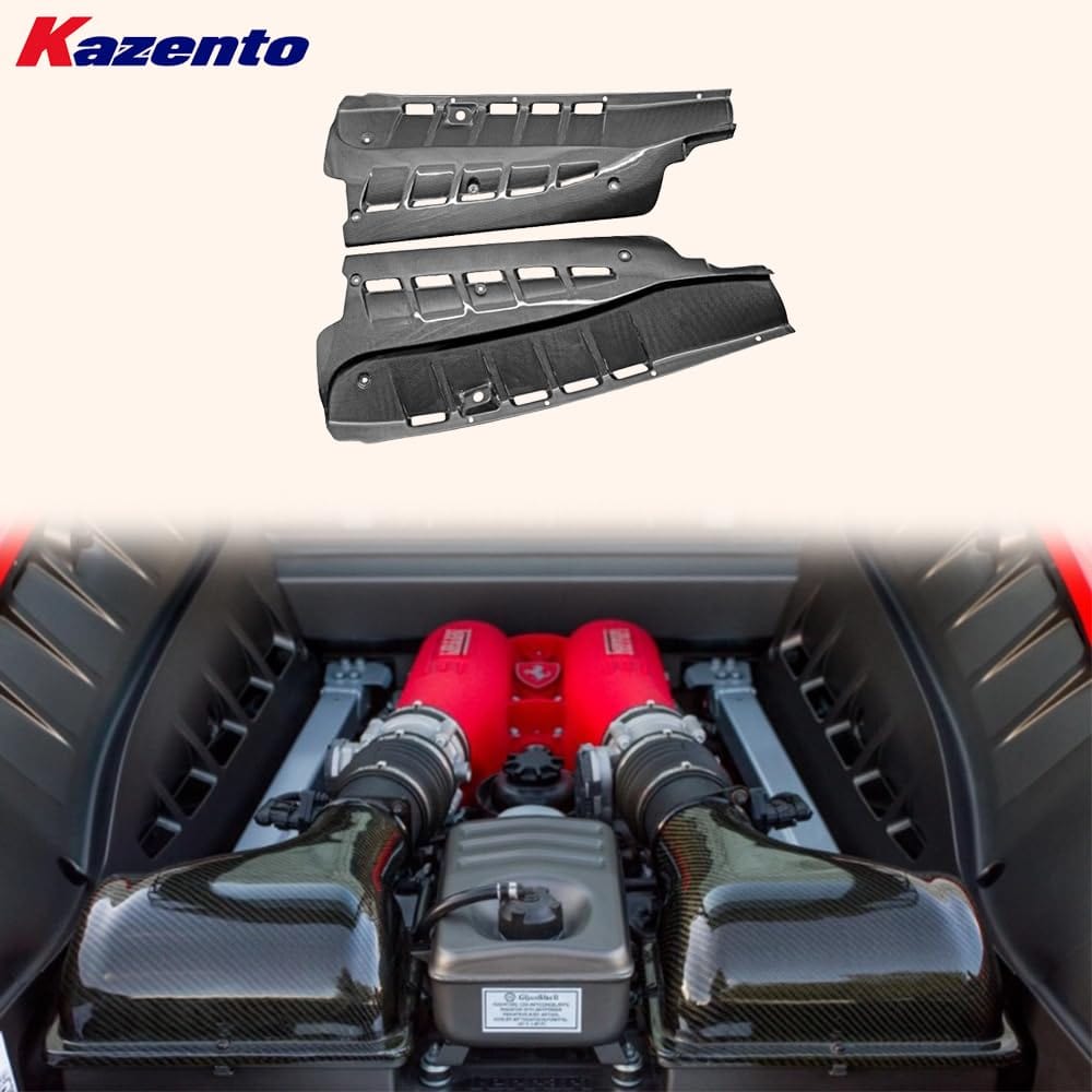 Kazento For Ferrari F430 430 05-09 1K Carbon Engine Bay Side Panel Replacement Pair